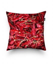 Подушка квадратна Red Dried chilli pepper spice market in India