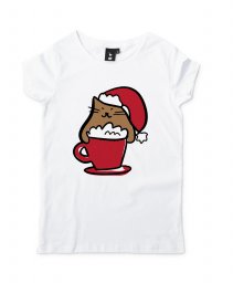 Жіноча футболка Різдвяний котик в чашці