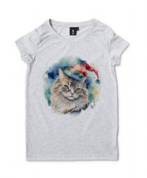 Жіноча футболка Кіт новорічний