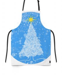 Фартух Snowy Christmas trees in the blue sky