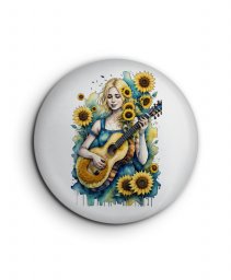 Значок Дівчина українка, грає на гітарі