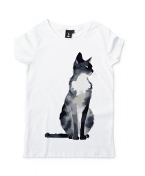 Жіноча футболка Кішка акварельна