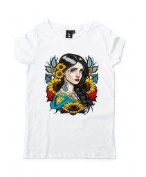 Жіноча футболка Чарівна Українська дівчина з квітами