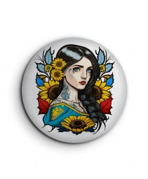 Значок Чарівна Українська дівчина з квітами