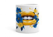 Чашка Жовто Блакитні Губи квіти