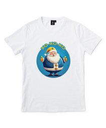 Чоловіча футболка Новорічний Санта жовто блакитний з Тризубом
