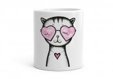 Чашка All you need is love - cat glasses heart- Valentine's Day