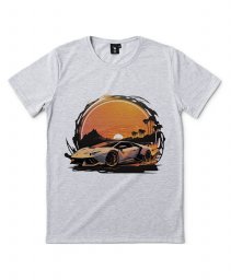 Чоловіча футболка Ламборджині на заході сонця