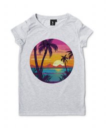 Жіноча футболка Пальмовий пляж - Яскравий світанок
