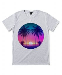 Чоловіча футболка Пальмовий пляж - Неоновий світанок