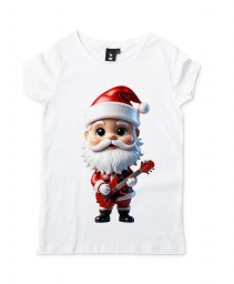 Жіноча футболка Милий Санта Клаус з гітарою