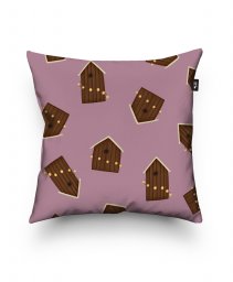 Подушка квадратна Будиночки (рожевий)