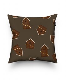 Подушка квадратна Будиночки (темний шоколад)