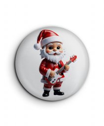Значок Веселий, милий Санта Клаус із гітарою