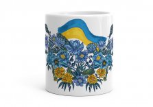 Чашка "Синьо-жовті відтінки серед квітів"
