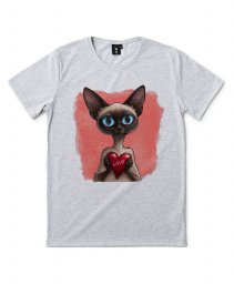 Чоловіча футболка Орієнтальний Кіт з Серцем Love