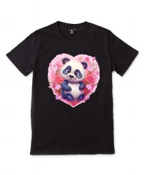 Чоловіча футболка Панда з Серцем та Рожевим Квітами