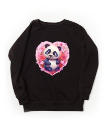Жіночий світшот Панда з Серцем та Рожевим Квітами