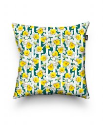 Подушка квадратна Daffodils flowers pattern