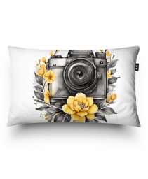 Подушка прямокутна Фотоапарат у квітах