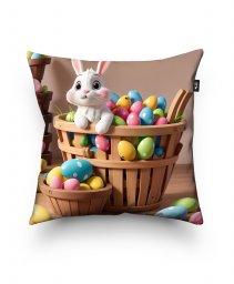 Подушка квадратна Маленький кролик у кошику з яйцями