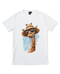 Чоловіча футболка Жираф у літньому солом'яному капелюсі