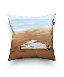 Подушка квадратна Собака спит на пляже Шри-Ланки