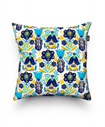 Подушка квадратна Украинские голубые цветы
