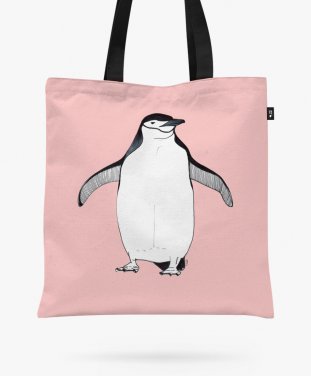 Авоська Монохромный пингвин в розовом