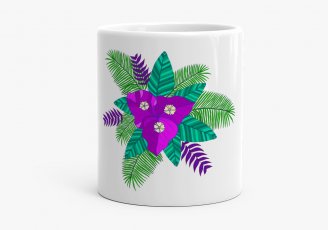 Чашка Tropical bouquet of palm leaves, bougainvillea flower.