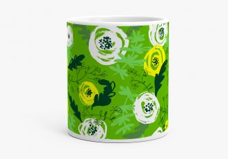 Чашка Зеленый цветочный узор