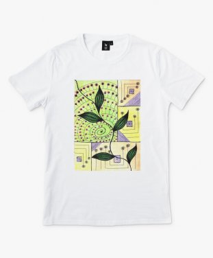 Чоловіча футболка листья и квадраты