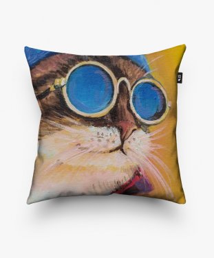 Подушка квадратна кот в синих очках