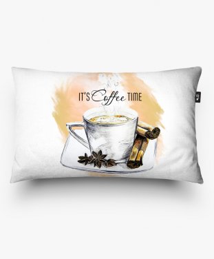 Подушка прямокутна Чашка кофе с надписью "It's coffee time"
