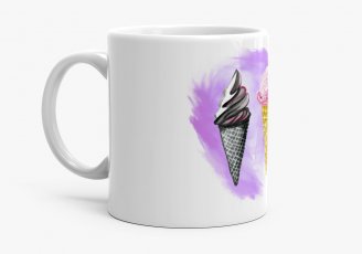 Чашка Мороженое-рожок на фиолетовом фоне