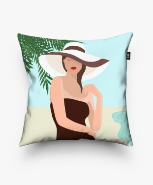 Подушка квадратна Девушка на пляже
