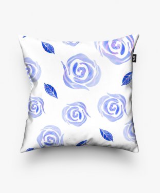 Подушка квадратна голубые розы