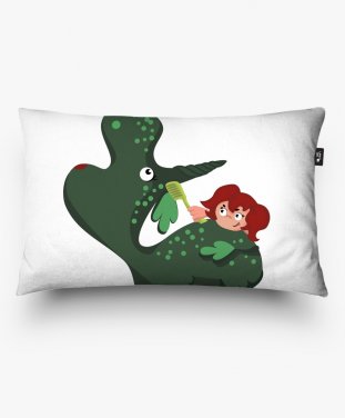 Подушка прямокутна Девочка и динозаврик