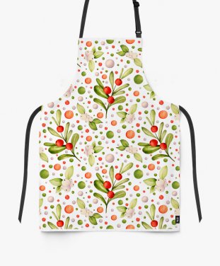 Фартух Акварельна омела і червоні ягоди | Watercolor Viscum and Red Berries