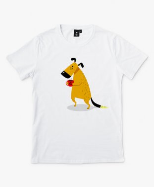 Чоловіча футболка Сонный пёс с чашкой кофе