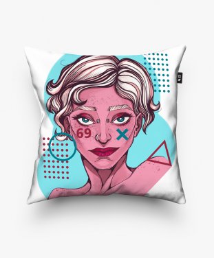 Подушка квадратна Дівчина з татуюванням на обличчі