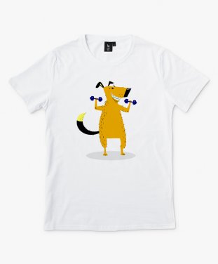 Чоловіча футболка Спортивный пёс с гантелями
