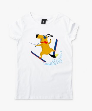 Жіноча футболка Пёс на водных лыжах