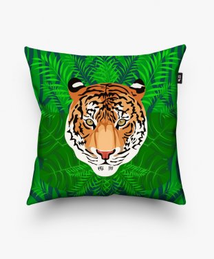 Подушка квадратна Тигр на зеленому