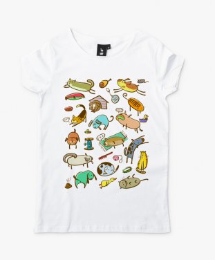 Жіноча футболка Коты и собаки