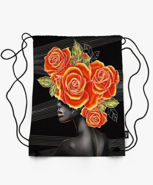 Рюкзак Чорно-біла дівчина з розами