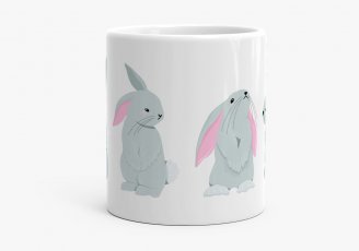 Чашка Кролики на білому тлі. Рік кролика. Символ 2023 року. Новий рік 2023 року. Кролик. Зайчик милий.