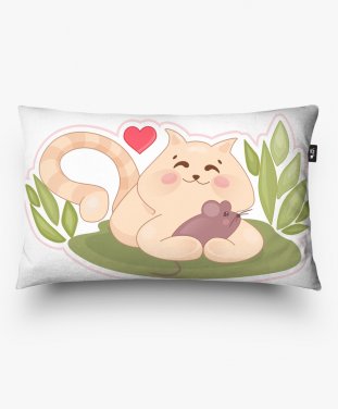 Подушка прямокутна Киця  з мишкою