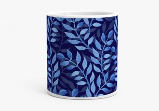 Чашка акварельні блакитні листочки