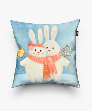 Подушка квадратна Зимові Кролики